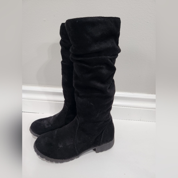 Justice Kids Black Faux Suede Knee-High Boots - Picture 1 of 4